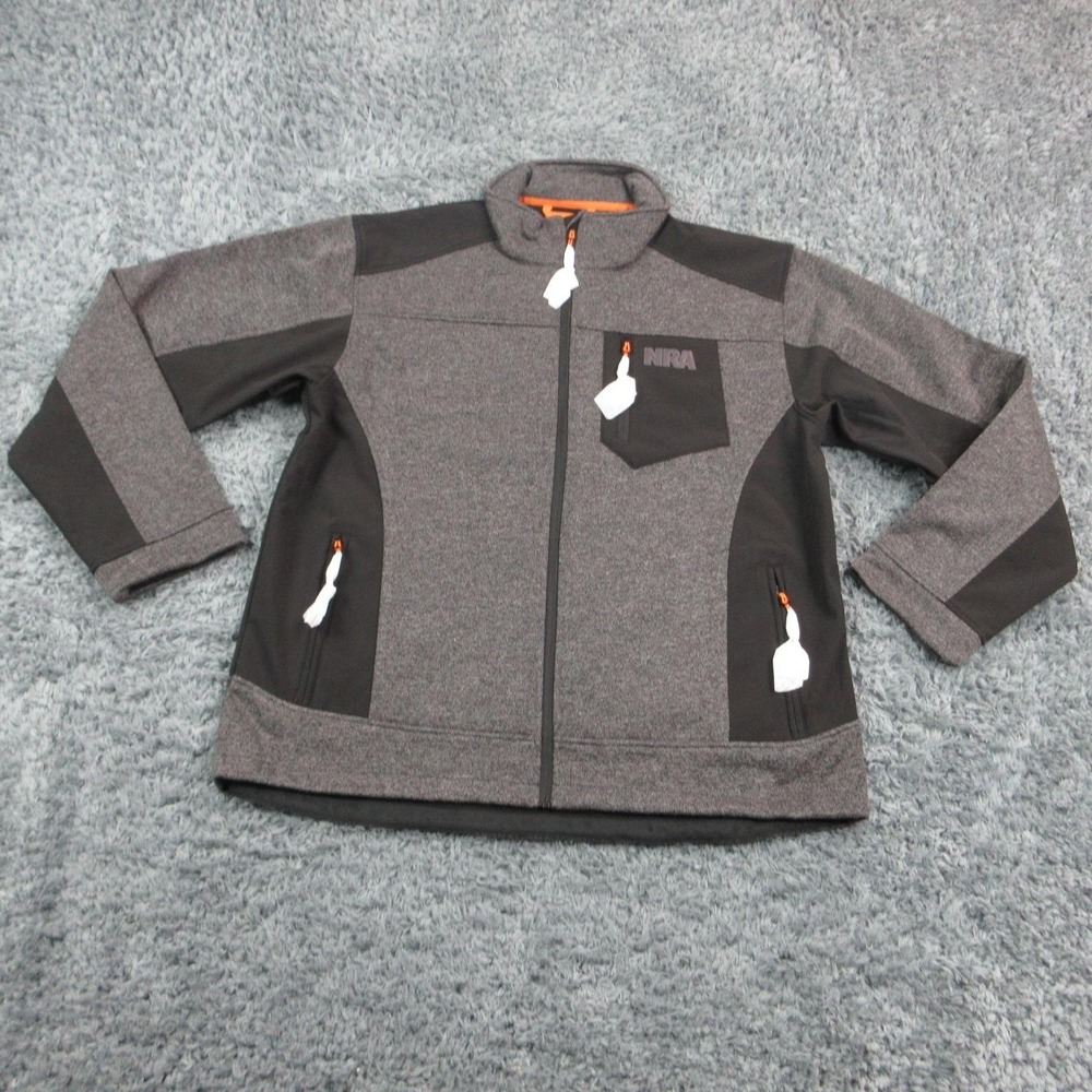 NRA Jacket Mens 2XL Gray Colorblock Full Zip Softshell Water Resistant Lined NWT